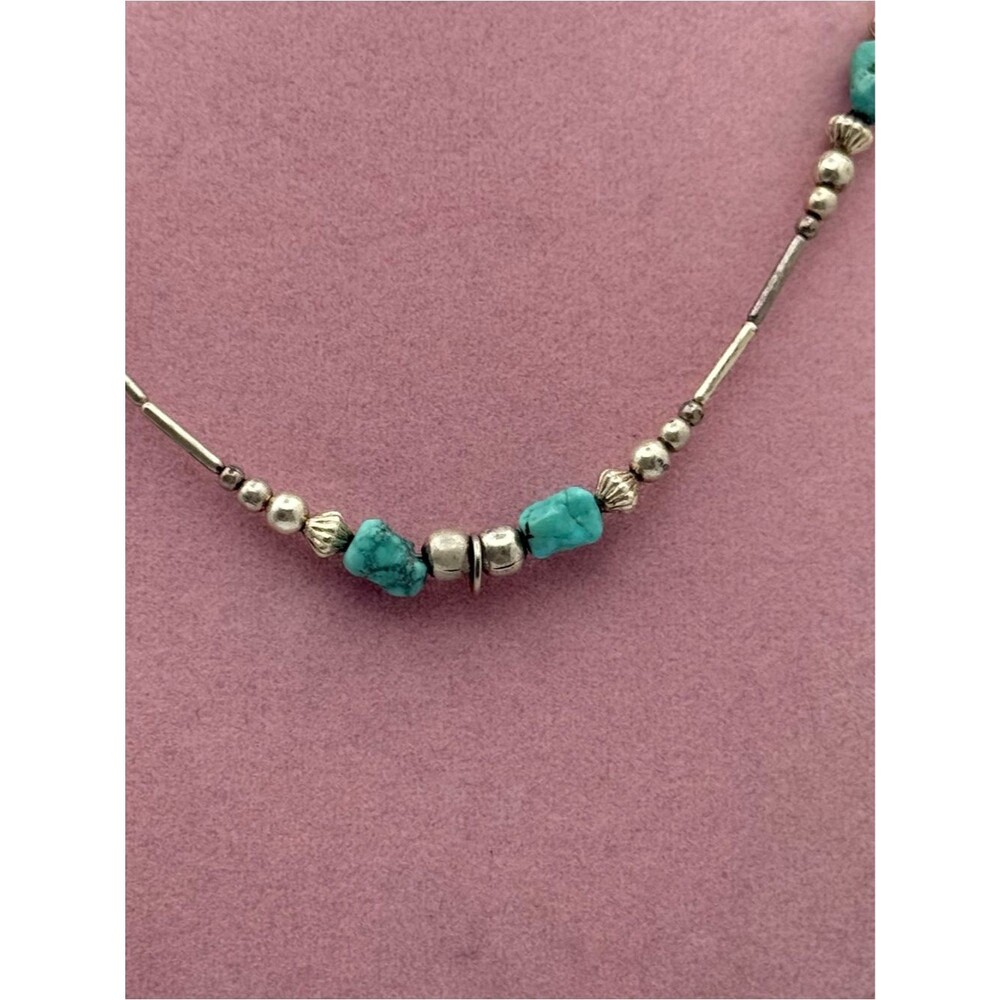 Turquoise Bead Necklace - Teal Blue Accent - Picture 3 of 5